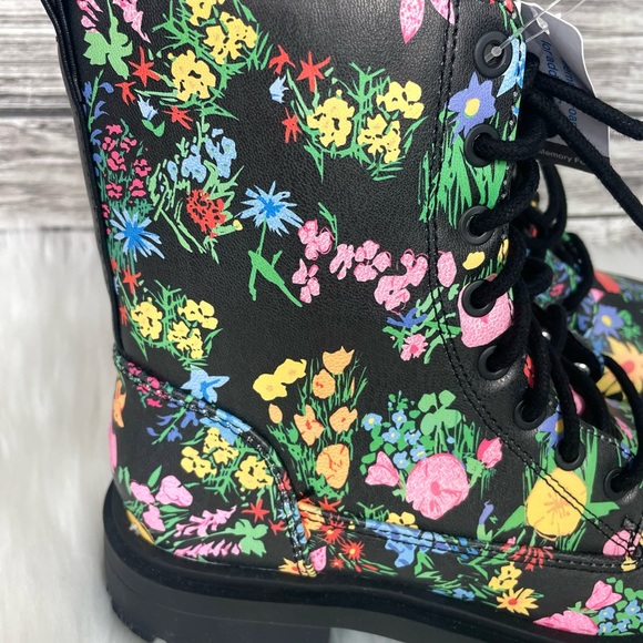 Rainbow Floral No Boundaries Memory Foam Combat Boots - Picture 3 of 9